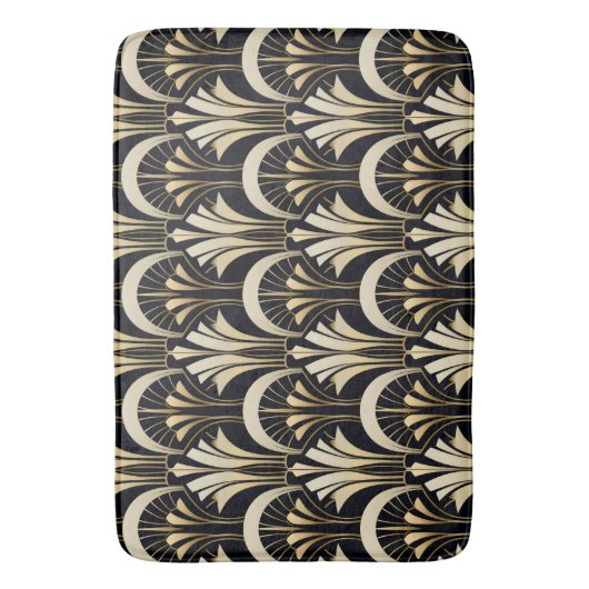 Art Deco Zwart en Goud symmetrisch Badmat (Voorkant Verticaal)