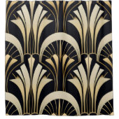 Art Deco Zwart en Goud symmetrisch Douchegordijn (Voorkant)