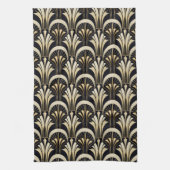 Art Deco Zwart en Goud symmetrisch Theedoek (Verticaal)