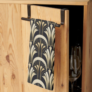 Art Deco Zwart en Goud symmetrisch Theedoek