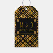 Art Deco Zwart en Goud Trouwcadeau Labels Cadeaulabel (Achterkant)