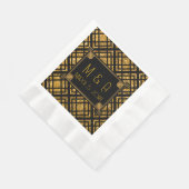 Art Deco Zwart en Goud Trouwlunch Servetten (Hoek)