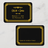 Art Deco Zwart en Goud Trouwplaats Kaarten Plaatskaartje (Voorkant / Achterkant)