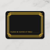 Art Deco Zwart en Goud Trouwplaats Kaarten Plaatskaartje (Achterkant)