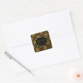 Art Deco Zwart en Goud Trouwplein Stickers (Envelop)