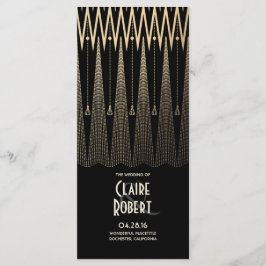 Art Deco  Zwart en Goud Trouwprogramma's Programmakaart