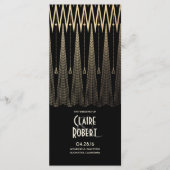 Art Deco  Zwart en Goud Trouwprogramma's Programmakaart (Voorkant)