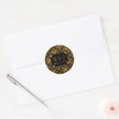 Art Deco Zwart en Goud Trouwronde Stickers (Envelop)