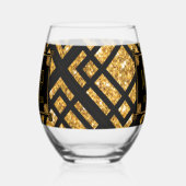 Art Deco Zwart en Goud Trouwwijnglas Wijnglas Zonder Voet (Links)