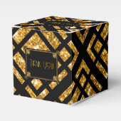 Art Deco Zwart en Goud Wedding Favoriet Box Bedankdoosjes (Voorkant Zijde)