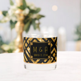 Art Deco Zwart en Goud Wedding Rocks Glas