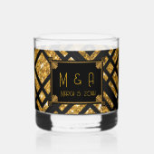 Art Deco Zwart en Goud Wedding Rocks Glas (Achterkant)