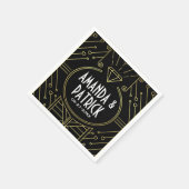 Art Deco Zwart en Gouden Bruiloft Servetten (Hoek)