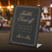 Art Deco Zwart en Gouden Bubble Verstuur Reclamebord Met Voetstuk