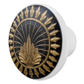 Art Deco Zwart en Gouden Cirkel Luxe Keramische Knop (Rechts)
