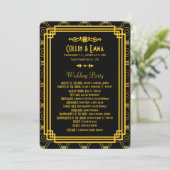 Art Deco Zwart en Gouden Huwelijksprogramma's Programmakaart (Staand voorkant)