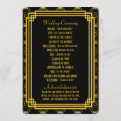 Art Deco Zwart en Gouden Huwelijksprogramma's Programmakaart (Achterkant)
