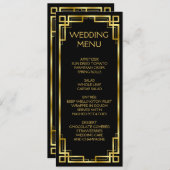Art Deco zwart en gouden menu voor bruiloft (Voorkant / Achterkant)