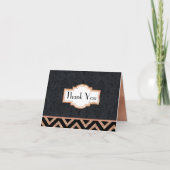Art Deco Zwart en Roos Gold Look Dank je Kaart (Voorkant)