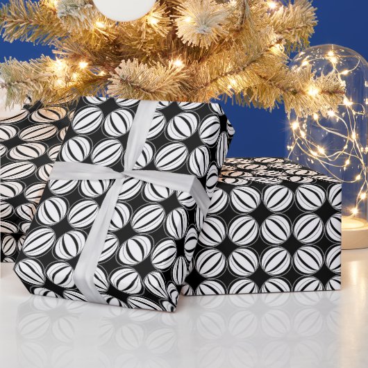 Art Deco Zwart en Wit Cadeaupapier (Feestdagen)