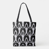 Art Deco Zwart en Wit Modern Geometrisch Tote Bag (Achterkant)