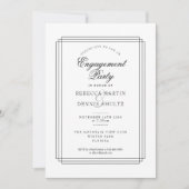 Art Deco Zwart en Wit Verlovingsfeest Kaart (Voorkant)