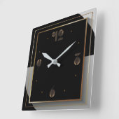 Art Deco Zwart en Wit Vierkante Klok (Hoek)