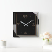 Art Deco Zwart en Wit Vierkante Klok (Huis)