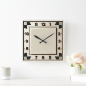 Art Deco Zwart en Wit Vierkante Klok (Huis)