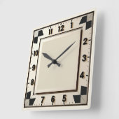 Art Deco Zwart en Wit Vierkante Klok (Hoek)