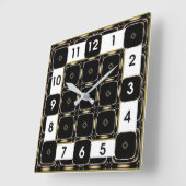 Art Deco Zwart en Wit Vierkante Klok (Hoek)