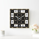 Art Deco Zwart en Wit Vierkante Klok (Huis)