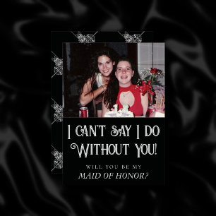 Art Deco   Zwart en Zilver Bruids Feestvoorstel Kaart