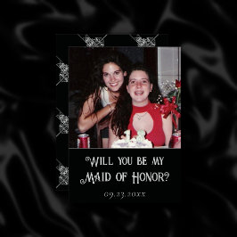 Art Deco | Zwart en Zilver Bruidsfeestfoto Vraag Kaart