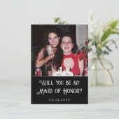 Art Deco | Zwart en Zilver Bruidsfeestfoto Vraag Kaart (Staand voorkant)