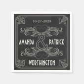 Art Deco zwart en zilver bruiloft servetten (Voorkant)