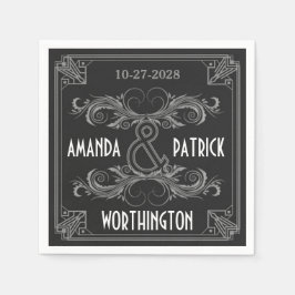 Art Deco zwart en zilver bruiloft servetten