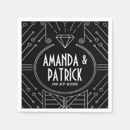 Art Deco  zwart en zilver bruiloft servetten