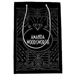 Art Deco  Zwart en Zilver Gift Bag Medium Cadeauzakje