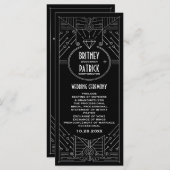 Art Deco  Zwart en Zilver Trouwprogramma's Programmakaart (Voorkant / Achterkant)