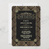 Art Deco Zwart Gatsby 1920s Nieuwjaarsfeest Kaart (Voorkant)