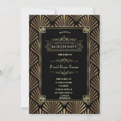 Art Deco Zwart Gatsby Jaren 20 vrijgezellenfeest Kaart (Voorkant)