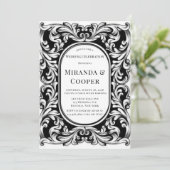 Art Deco zwart gebladerte bruiloft Kaart (Staand voorkant)