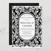 Art Deco zwart gebladerte bruiloft Kaart (Voorkant / Achterkant)