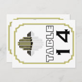 Art Deco zwart geel trouwtafel nummer Briefkaart (Voorkant / Achterkant)