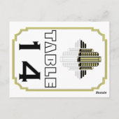 Art Deco zwart geel trouwtafel nummer Briefkaart (Achterkant)