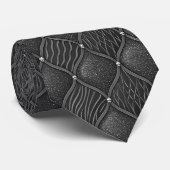 Art Deco Zwart Glam Patroon Stropdas (Opgerold)