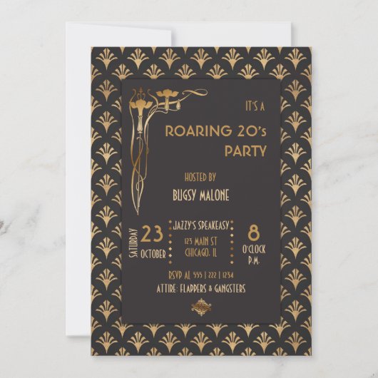 Art Deco Zwart & Goud 1920's Kaart (Voorkant)