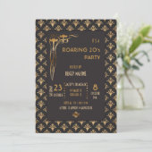 Art Deco Zwart & Goud 1920's Kaart (Staand voorkant)