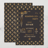 Art Deco Zwart & Goud 1920's Kaart (Voorkant / Achterkant)